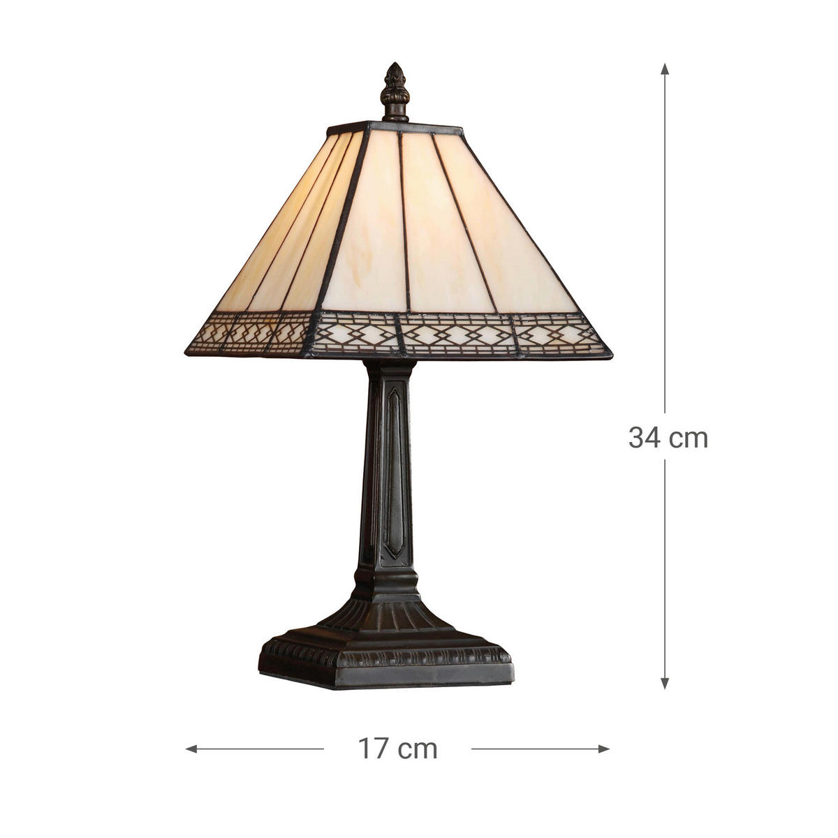 ASZTALI LÁMPA - barna/többszínű, Basics, Üveg/fém (34/17/17cm)