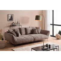 BIGSOFA in Flachgewebe Taupe  - Taupe/Schwarz, Design, Textil/Metall (311/95/130cm) - Livetastic
