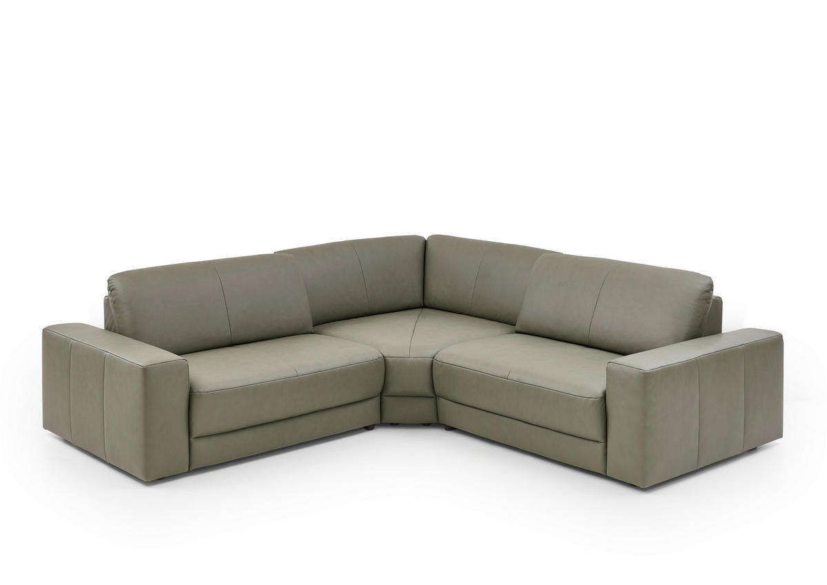 ECKSOFA Niels Andersson Olivgrün Echtleder  - Schwarz/Olivgrün, Design, Leder/Kunststoff (285/285cm) - Niels Andersson