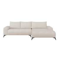 ECKSOFA MAURO Perlmutt Flachgewebe  - Perlmutt/Schwarz, Trend, Textil/Metall (290/175cm) - MID.YOU