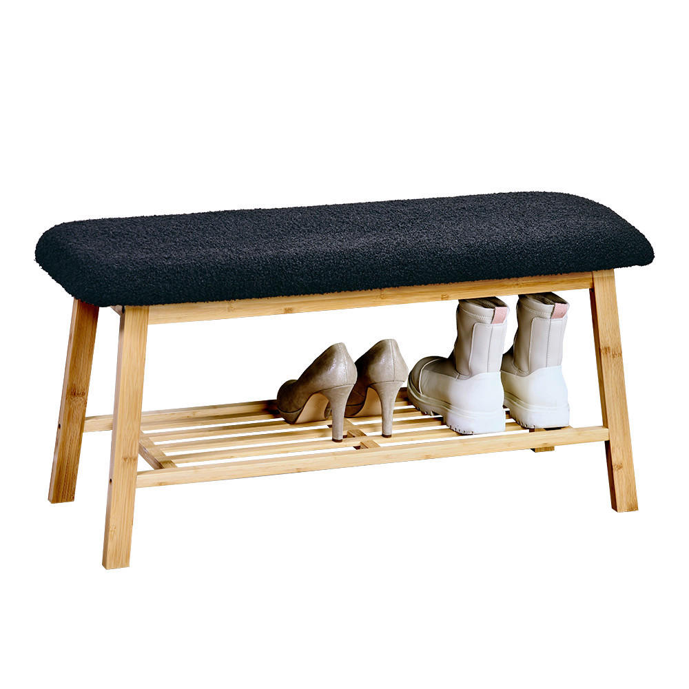 SCHUHREGAL 90/45/34 cm  - Schwarz/Naturfarben, Basics, Naturmaterialien/Textil (90/45/34cm) - Kesper