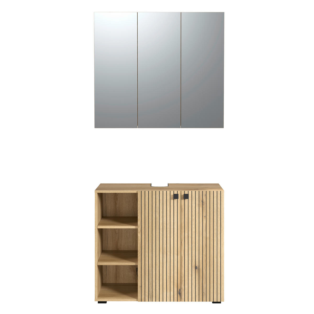 BADEZIMMER 2-teilig  in  - Eichefarben/Schwarz, Trend, Glas/Holzwerkstoff (90/186/53cm) - MID.YOU