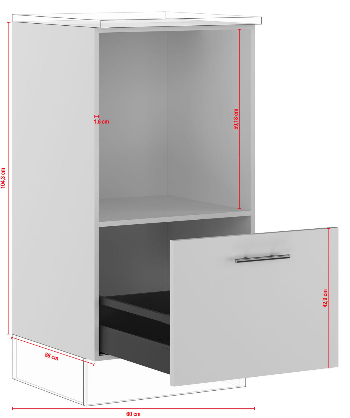 GERÄTEUMBAUSCHRANK 60/119,8/57,6 cm  in Weiß  - Edelstahlfarben/Weiß, Basics, Holzwerkstoff/Metall (60/119,8/57,6cm) - Impuls