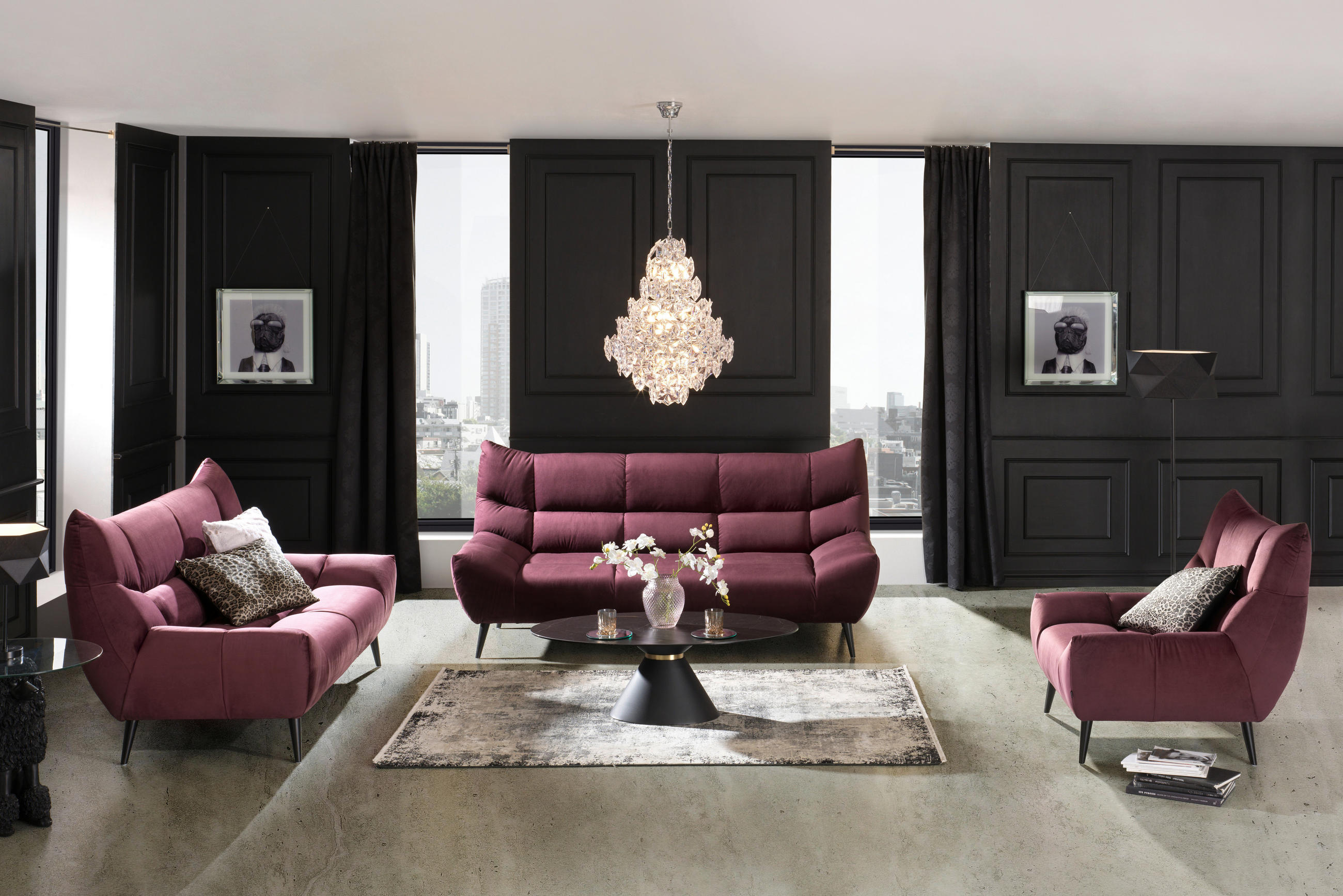 2-SITZER-SOFA in Mikrofaser Weinrot  - Weinrot/Schwarz, Design, Textil/Metall (190/106/99cm) - Xora