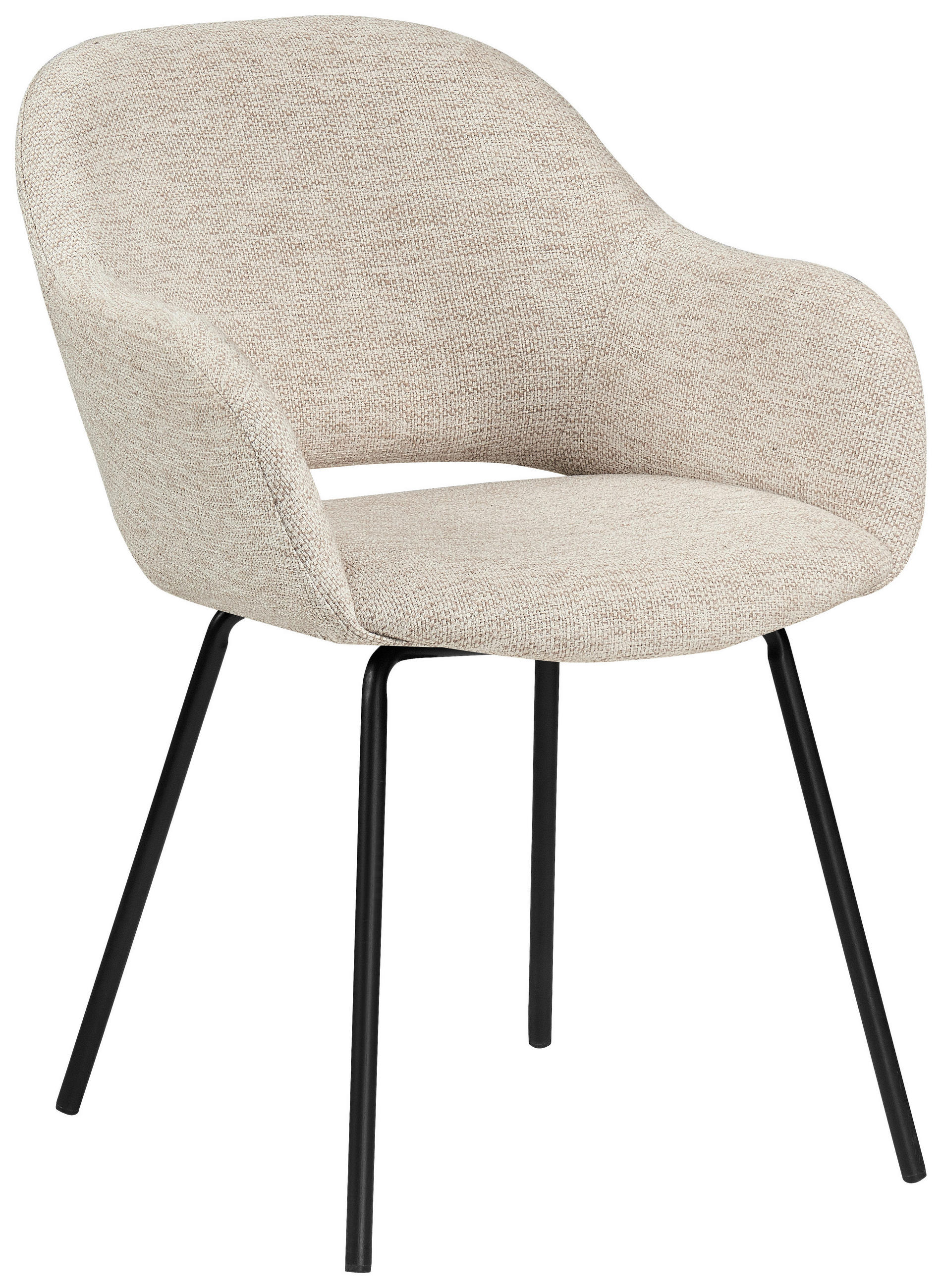 ARMLEHNSTUHL  in Eisen Webstoff  - Beige/Schwarz, Design, Textil/Metall (59/82/62cm) - Novel