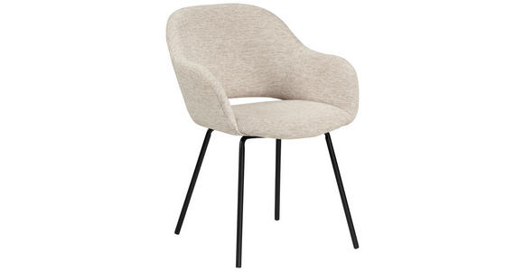ARMLEHNSTUHL  Stoffauswahl Webstoff  - Beige/Schwarz, Design, Textil/Metall (59/82/62cm) - Novel