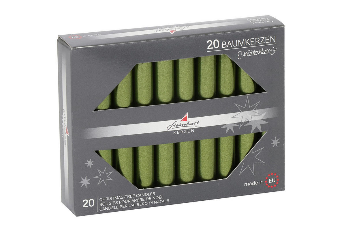 CHRISTBAUMKERZE  - Grün, KONVENTIONELL (1,3/9,5cm)