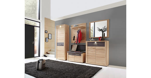 KOMMODE 90/105/42 cm - Dunkelgrau/Buchefarben, KONVENTIONELL, Holzwerkstoff/Metall (90/105/42cm) - Voleo