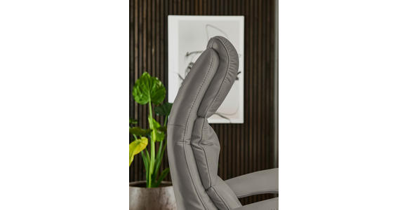 RELAXSESSEL in Leder Grau  - Edelstahlfarben/Grau, Design, Leder/Metall (76/119/86cm) - Dieter Knoll