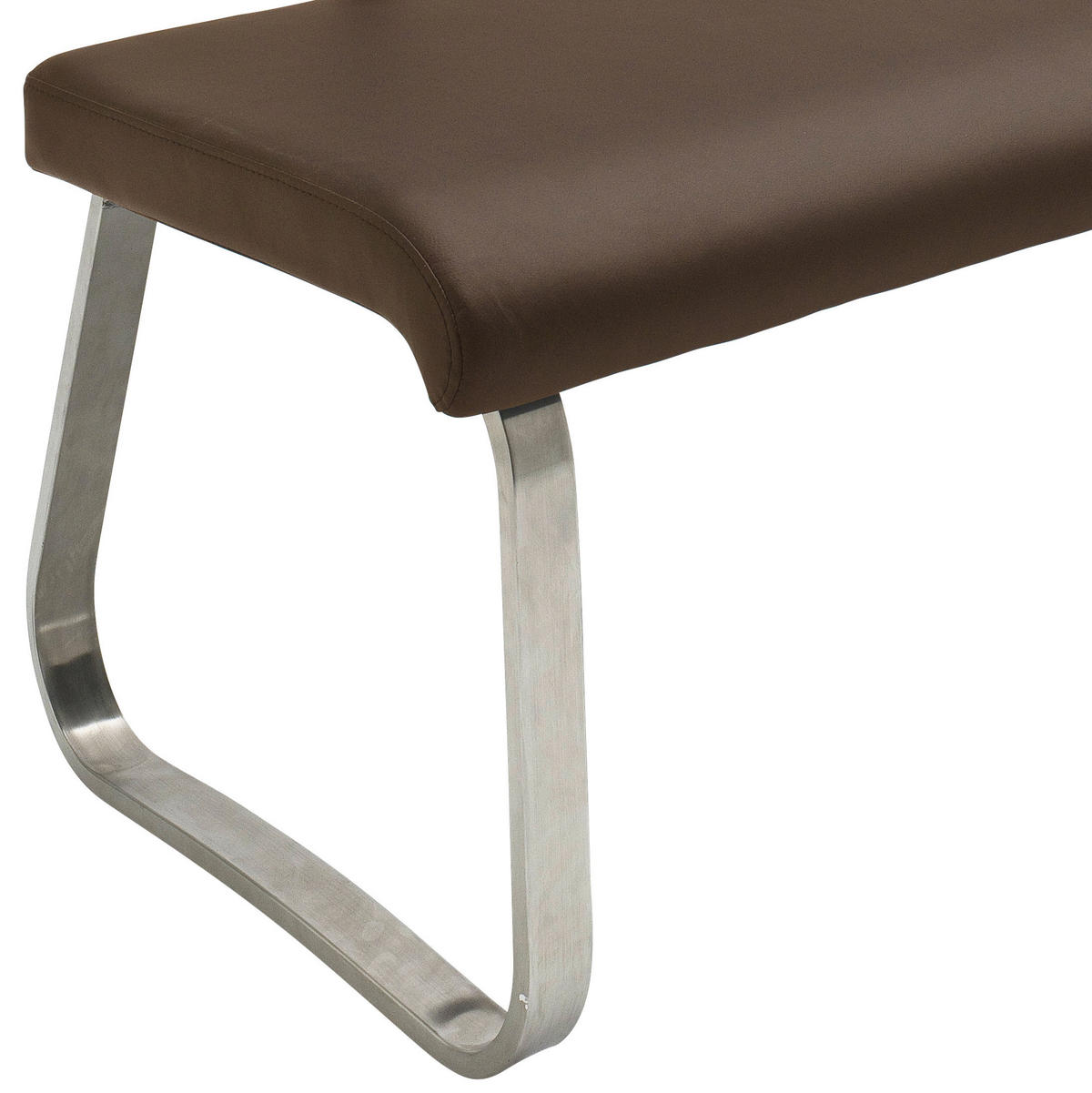 SITZBANK 175/86/59 cm Echtleder Braun, Edelstahlfarben  - Edelstahlfarben/Braun, Design, Leder/Metall (175/86/59cm) - Livetastic