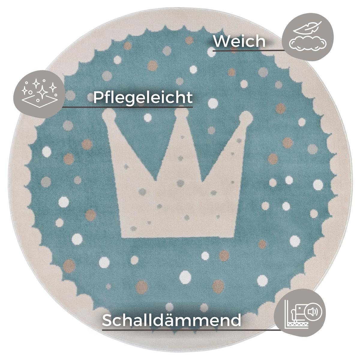 KINDERTEPPICH 100 cm Adventures  - Türkis/Creme, Design, Kunststoff/Textil (100cm) - Hanse Home