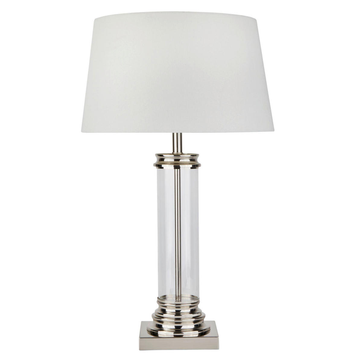BORDSLAMPA Pedestal 37/62 cm   - vit/silver, Klassisk, metall/glas (37/62cm)