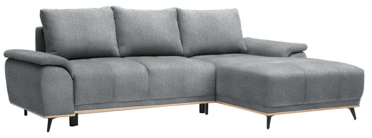 ECKSOFA in Chenille Anthrazit  - Anthrazit/Schwarz, Modern, Textil/Metall (262/168cm) - home24