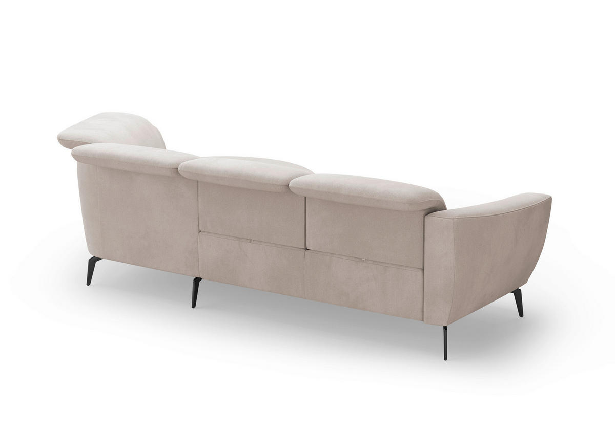 ECKSOFA ZOE E Greige Flachgewebe  - Greige/Schwarz, KONVENTIONELL, Textil/Metall (309/199cm) - Sit & More