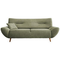 3-SITZER-SOFA Chenille Grün  - Wildeiche/Grün, Modern, Holz/Textil (205/81/90cm) - P & B