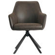 ARMLEHNSTUHL  in Eisen Mikrofaser  - Schwarz/Braun, Design, Textil/Metall (64/83/61cm) - Ambia Home