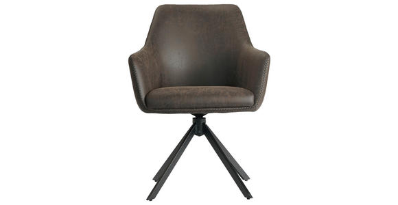 ARMLEHNSTUHL  in Eisen Mikrofaser  - Schwarz/Braun, Design, Textil/Metall (64/83/61cm) - Ambia Home