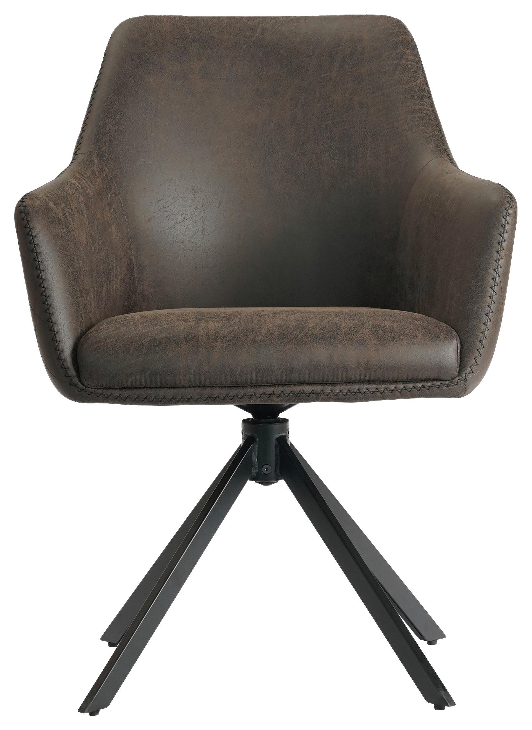 ARMLEHNSTUHL  in Eisen Mikrofaser  - Schwarz/Braun, Design, Textil/Metall (64/83/61cm) - Ambia Home