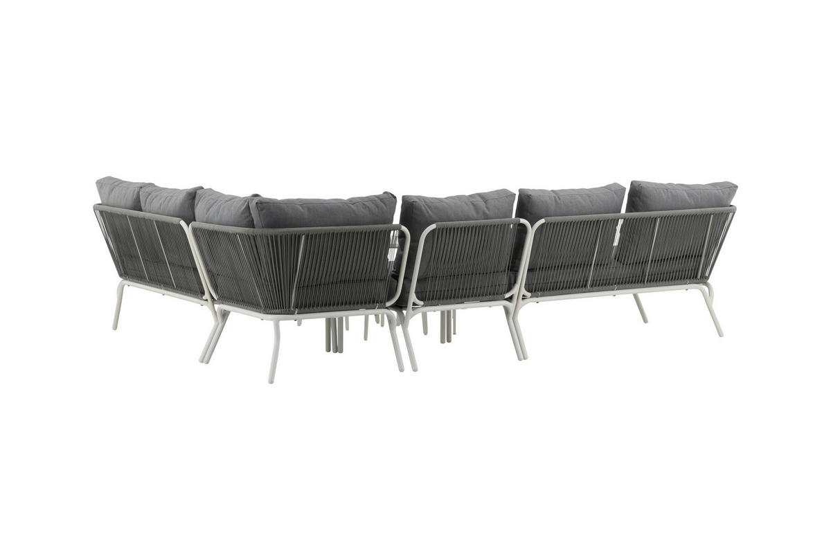 DINING-LOUNGESET  - Weiß/Grau, KONVENTIONELL, Textil/Metall - Gardenson