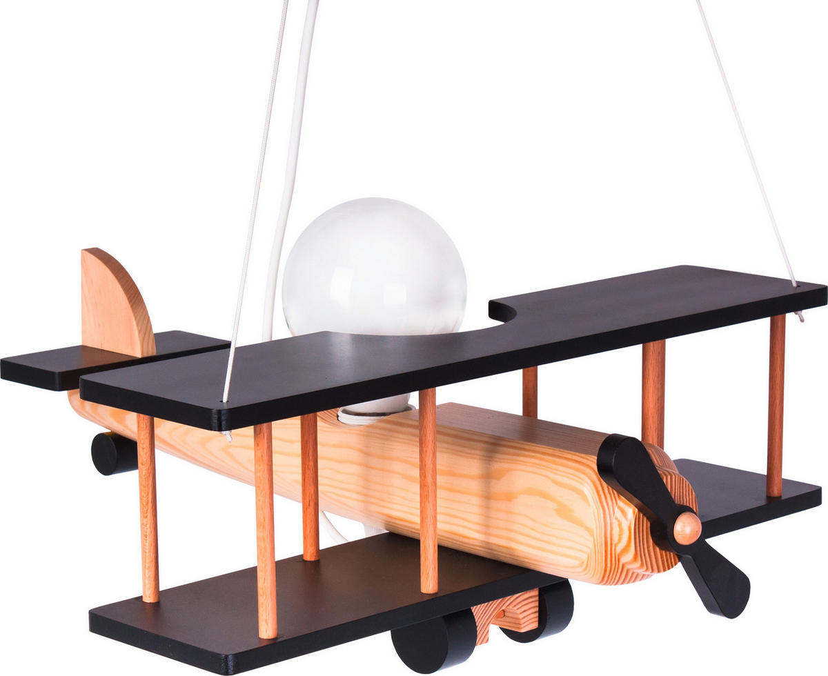 KINDERHÄNGELEUCHTE 42/45/75 cm   - Schwarz/Naturfarben, KONVENTIONELL, Holz (42/45/75cm)