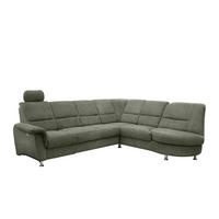 ECKSOFA in Chenille Dunkelgrün  275/236 cm  - Chromfarben/Dunkelgrün, MODERN, Textil/Metall (275/236cm) - Livetastic