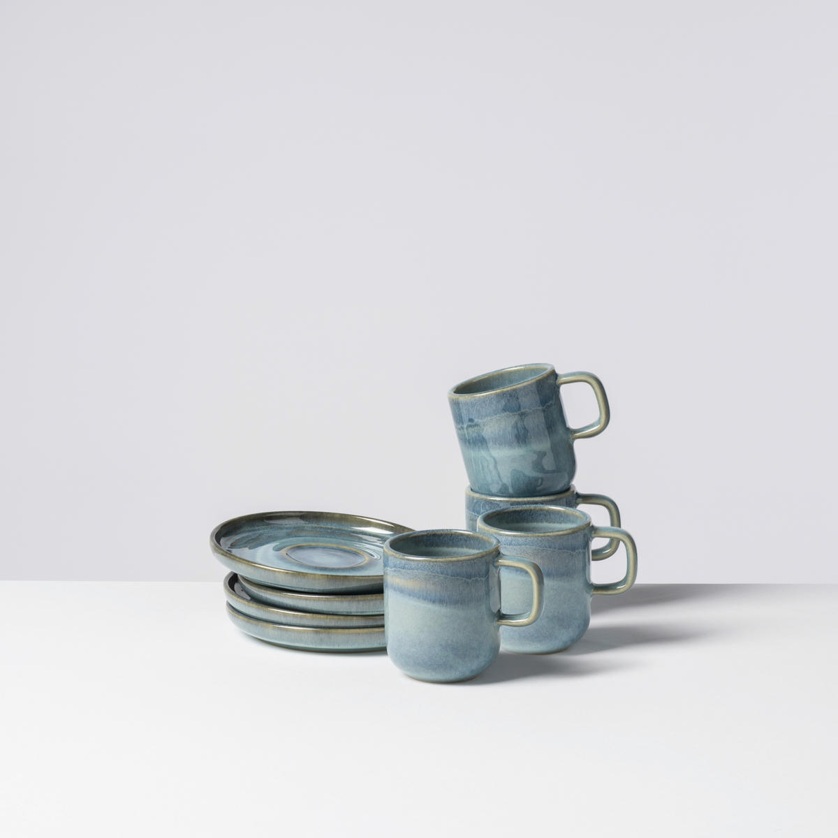 TASSENSET TIEFER SEE 8-teilig  - Blau/Grün, Basics, Keramik - Gipfelstück