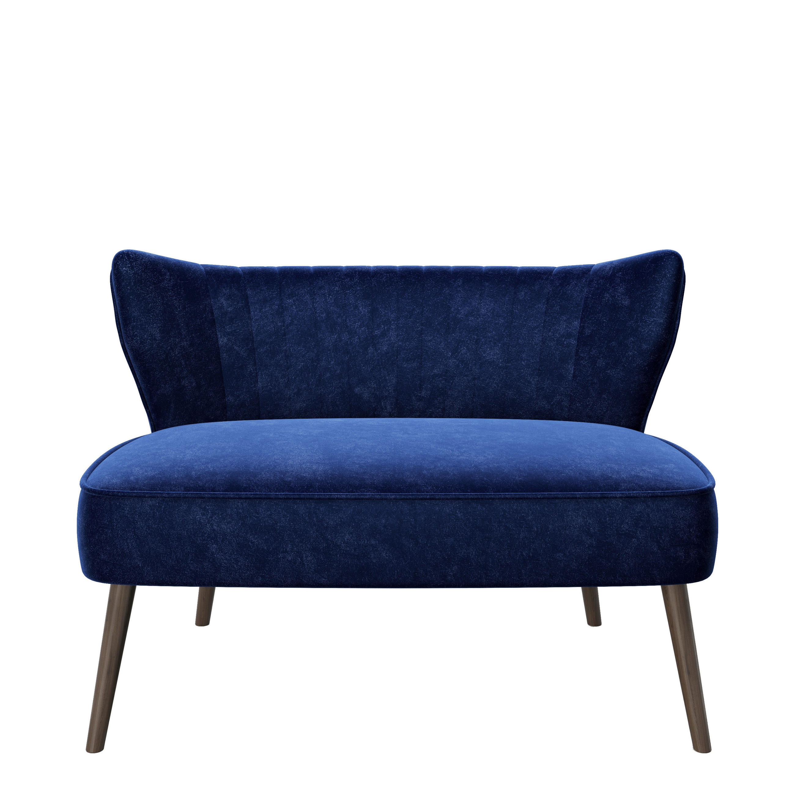 ZWEISITZER-SOFA Samt Blau - Blau/Akaziefarben, KONVENTIONELL, Holz/Textil (112/76/73cm) - Playboy