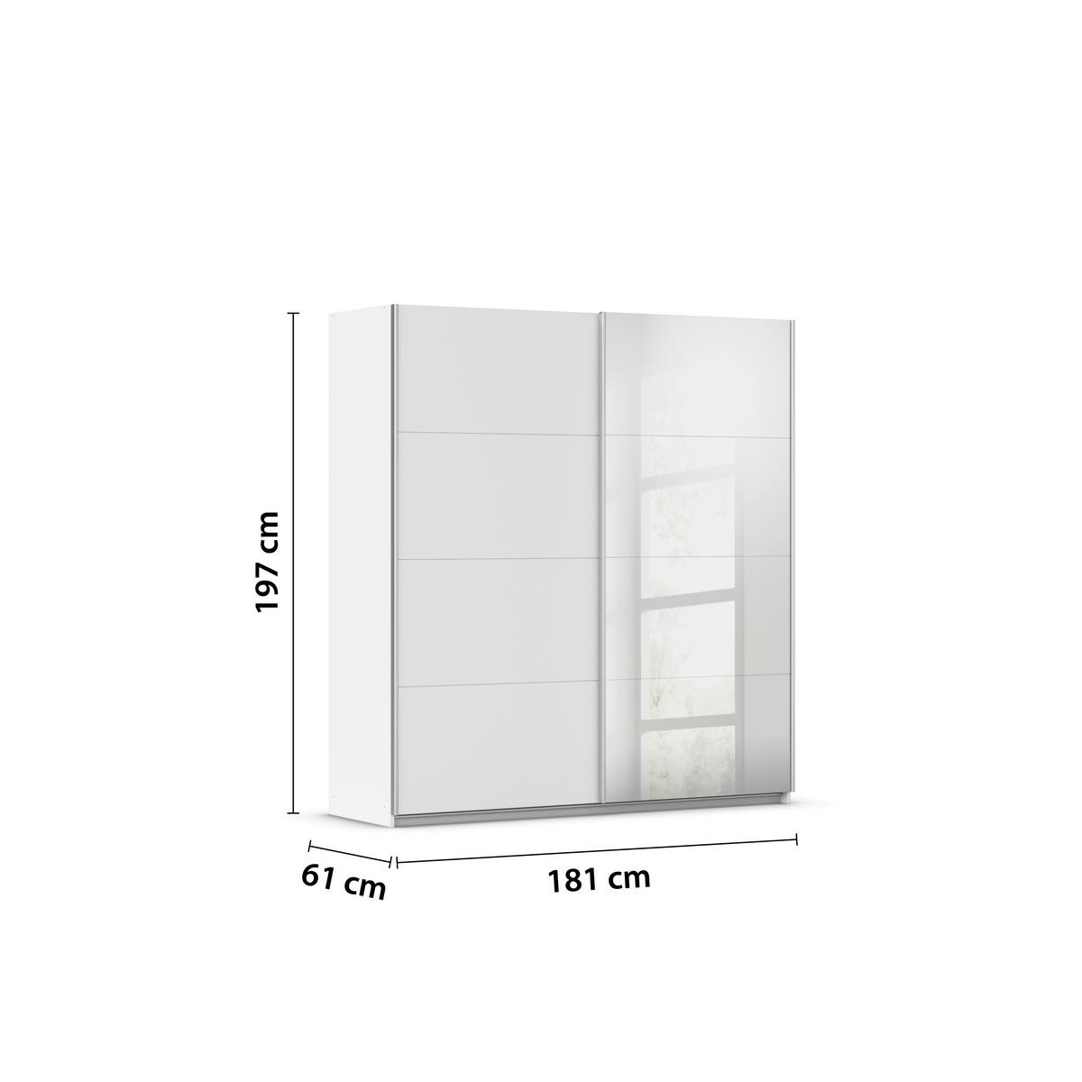 SCHWEBETÜRENSCHRANK in Weiss  - Weiss/Alufarben, Modern, Holzwerkstoff/Metall (181/197/61cm) - Rauch Möbel
