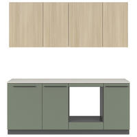 KÜCHENBLOCK 210 cm   in Graphitfarben, Eichefarben, Dunkelgrün  - Dunkelgrün/Eichefarben, Basics, Holzwerkstoff/Kunststoff (210cm) - Visiona