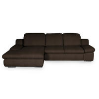 ECKSOFA 165/286 cm  in Chenille Braun Rücken echt, Armteilverstellung, Kopfteilverstellung, Kopfstütze  165/286 cm  - Chromfarben/Braun, Design, Textil/Metall (165/286cm) - Livetastic