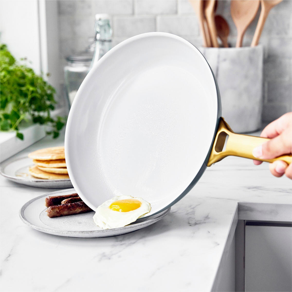 PFANNENSET Padova Reserve Aluminium, Edelstahl 2-teilig  - Goldfarben/Weiß, Basics, Metall (26 & 30cm) - GreenPan