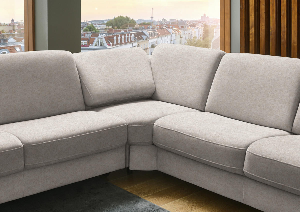 ECKSOFA in Chenille Beige  278/278 cm  - Beige/Schwarz, Design, Textil/Metall (278/278cm) - Valdera