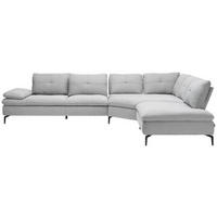 ECKSOFA in Flachgewebe Hellgrau  - Hellgrau/Schwarz, Design, Textil/Metall (344/271cm) - Chilliano