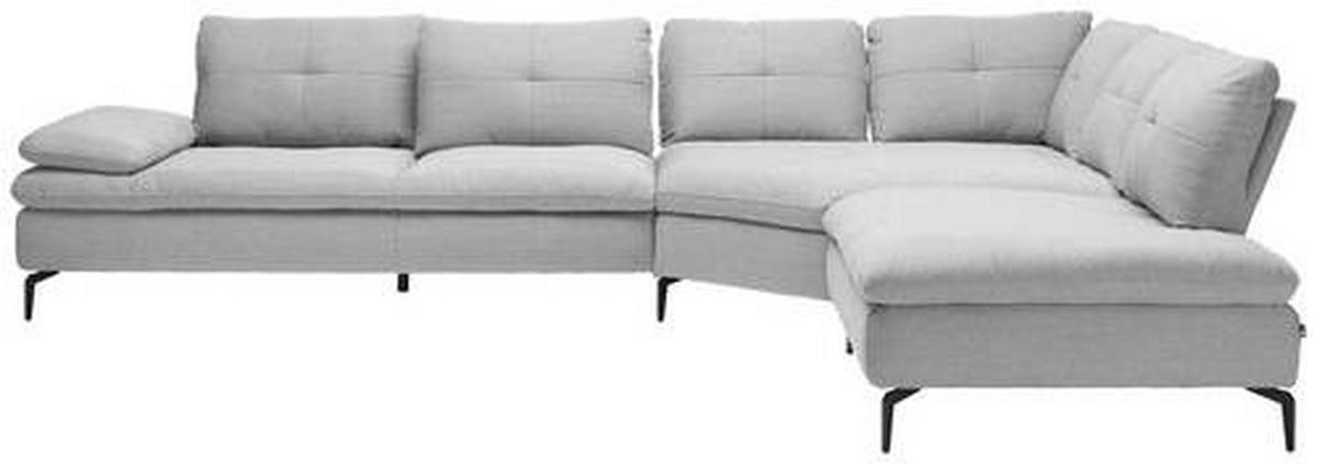 ECKSOFA in Flachgewebe Hellgrau  - Hellgrau/Schwarz, Design, Textil/Metall (344/271cm) - Chilliano