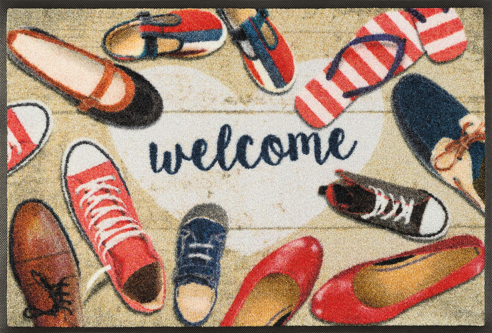 FUßMATTE 50/75 cm Shoes Welcome  - Multicolor, Trend, Kunststoff/Textil (50/75cm) - wash+dry