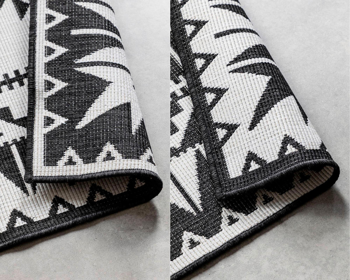 OUTDOORTEPPICH 120/170 cm Gemini Schwarz, Weiß  - Schwarz/Weiß, Design, Kunststoff/Textil (120/170cm) - Elle Decoration