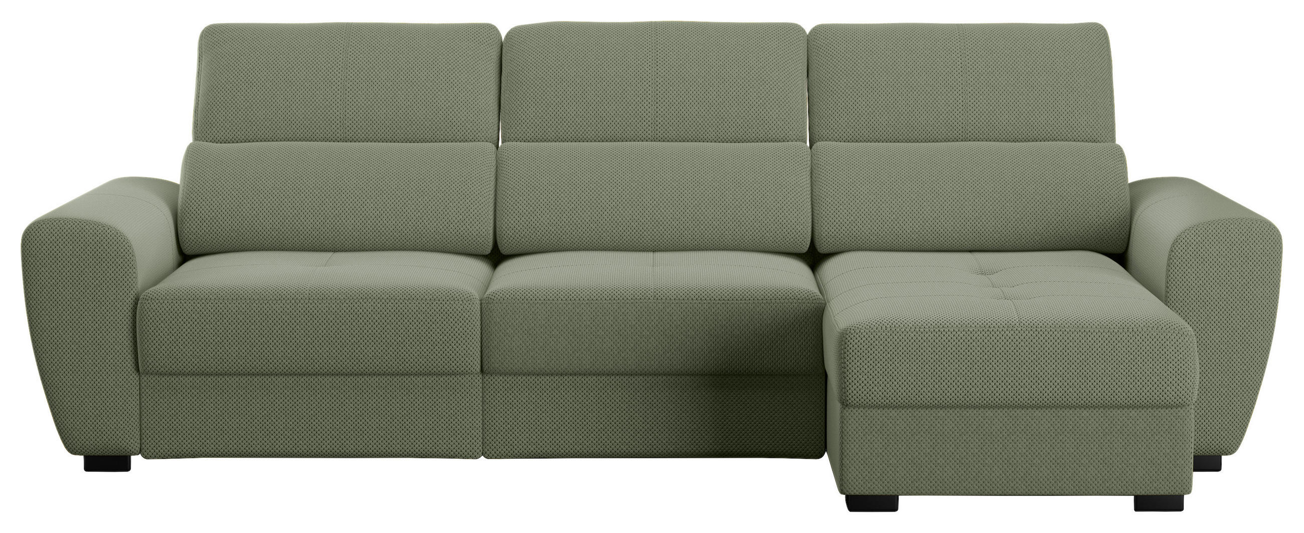 ECKSOFA Salbeigrün Velours  - Salbeigrün/Schwarz, KONVENTIONELL, Kunststoff/Textil (285/177cm) - Carryhome