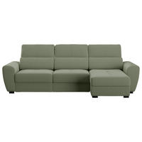 ECKSOFA in Velours Salbeigrün  - Salbeigrün/Schwarz, Konventionell, Kunststoff/Textil (285/177cm) - MID.YOU