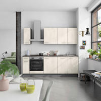 KÜCHENBLOCK Riva 240 cm  in Weiß, Schieferfarben  - Schieferfarben/Edelstahlfarben, MODERN, Holzwerkstoff/Metall (240cm) - Nobilia