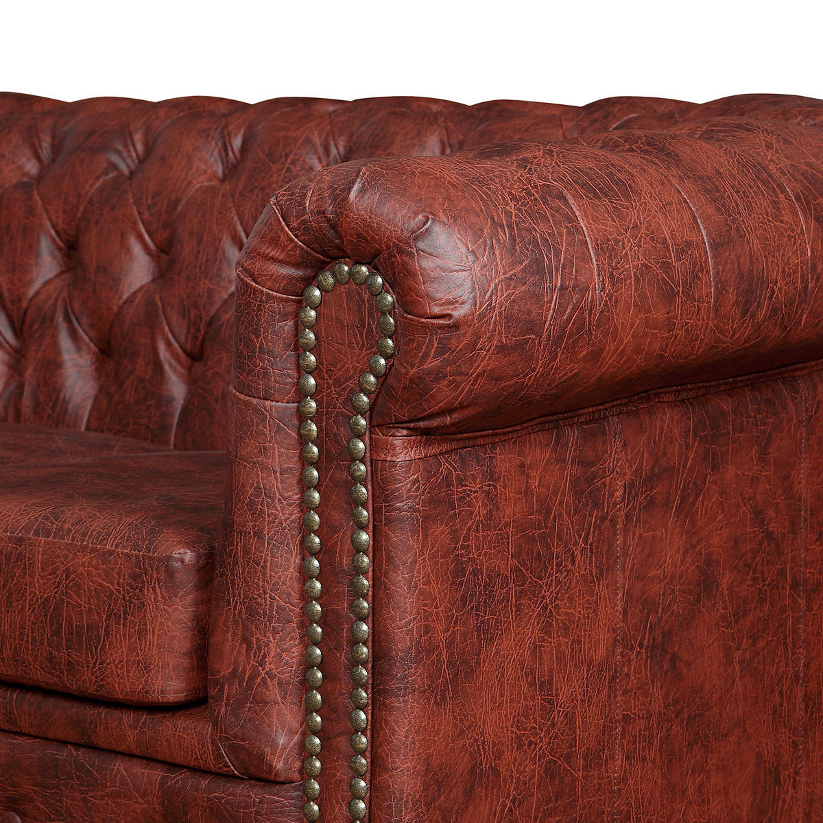 SITZGARNITUR YORK in Lederlook Rostfarben  - Rostfarben/Braun, Design, Holz/Textil (203/72/86cm) - P & B