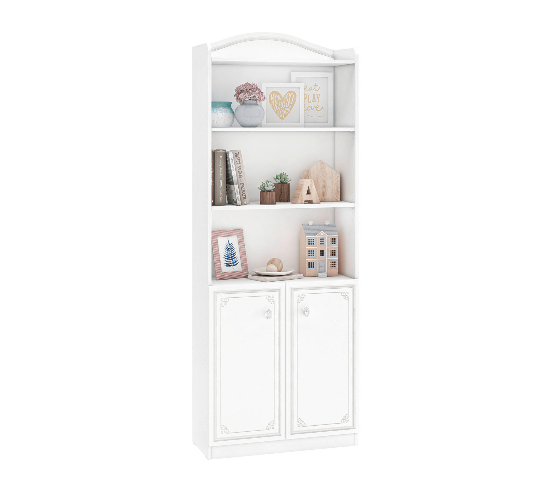 BIBLIOTECĂ  alb  - alb, Basics, material pe bază de lemn (70/188/34cm) - Cilek