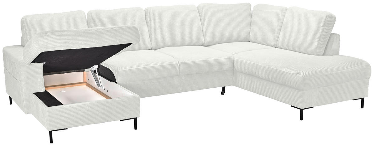 WOHNLANDSCHAFT Creme Cord  - Creme/Schwarz, KONVENTIONELL, Textil/Metall (148/303/197cm) - Carryhome