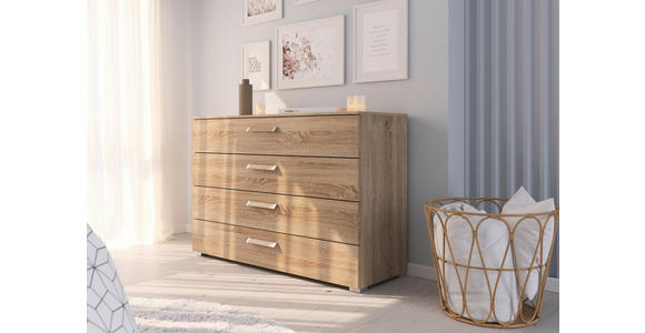 KOMMODE  in 120/81/42 cm  - Silberfarben/Sonoma Eiche, Design, Holzwerkstoff/Kunststoff (120/81/42cm) - Novel