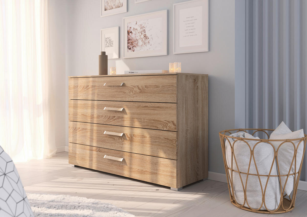 KOMMODE  in 120/81/42 cm  - Silberfarben/Sonoma Eiche, Design, Holzwerkstoff/Kunststoff (120/81/42cm) - Novel