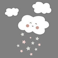 ZIDNA DEKORACIJA ZA BEBE  Raining Stars  - siva/prirodne boje, Basics, drvo/plastika (50/50/3cm)