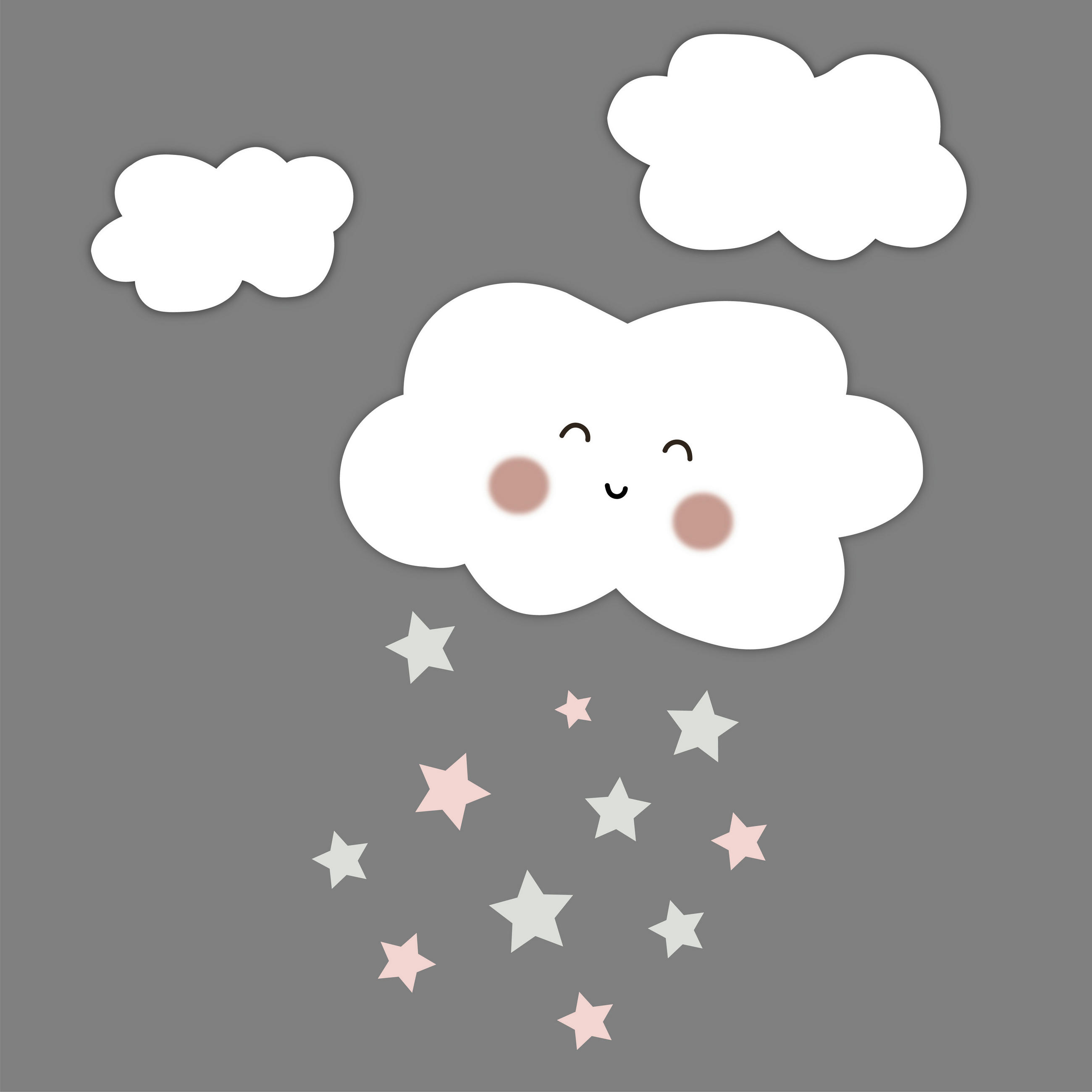 XXXLutz Babywanddeko Raining Stars Grau, Natur 50x50x3 cm