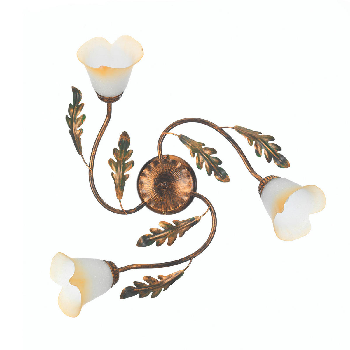 DECKENLEUCHTE 50/50/20 cm   - Bronzefarben/Olivgrün, ROMANTIK / LANDHAUS, Glas/Metall (50/50/20cm)