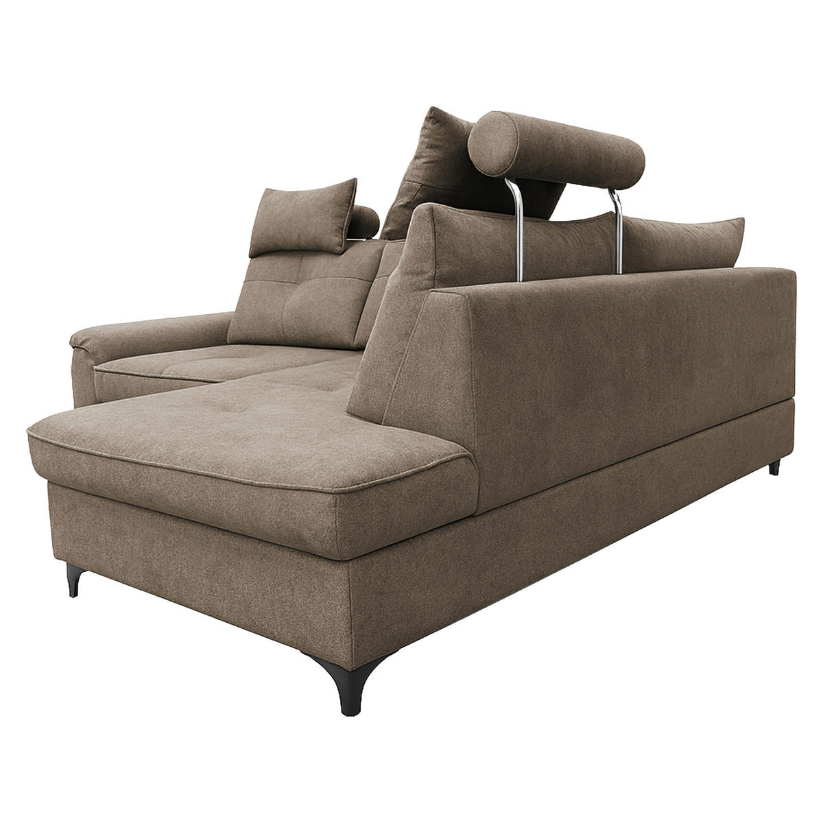 ECKSOFA SOLEI Taupe Chenille Zierkissen, Bettkasten, Kopfstütze  - Taupe/Schwarz, Design, Kunststoff/Textil (265/203cm) - MID.YOU