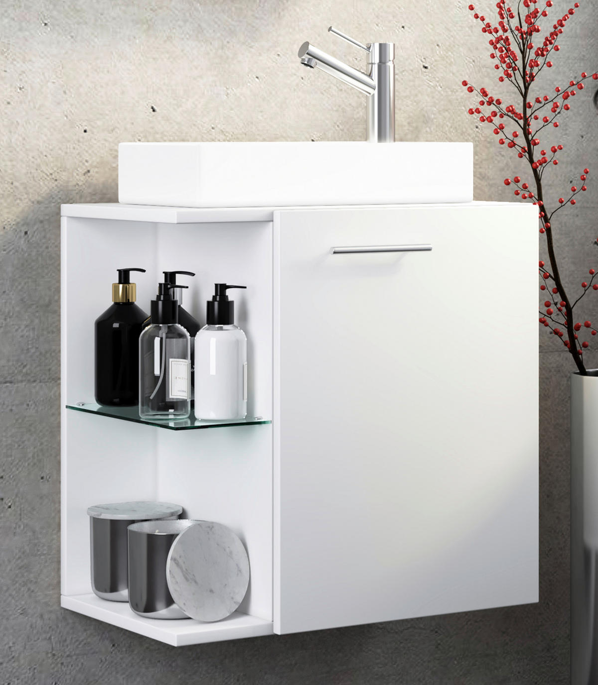 WASCHTISCHKOMBI 52 cm  - Weiss/Silberfarben, Modern, Glas/Keramik (52cm) - MID.YOU