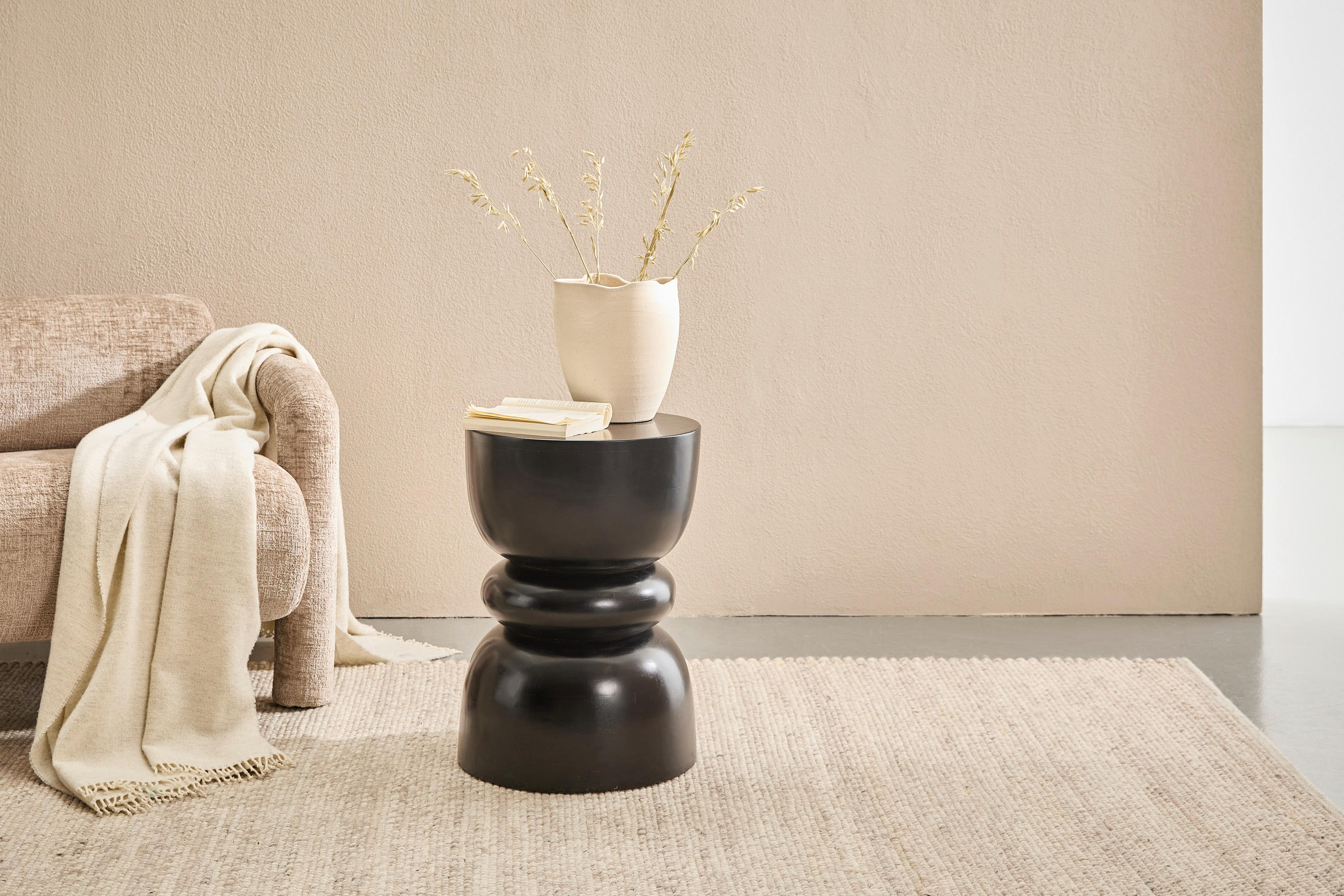 BEISTELLTISCH Mangoholz vollmassiv Schwarz rund  - Schwarz, KONVENTIONELL, Holz (36/50/36cm) - Livetastic